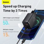 Chargeur USB-C 20W Charge Rapide Compatible iPhone